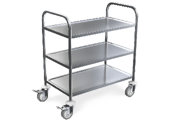 Big shelf trolley, serving trolley made of stainless steel, 3 levels, load capacity 150 kg 