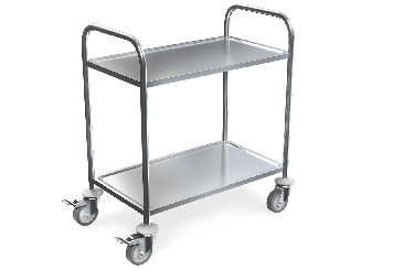 Small shelf trolley, stainless steel serving trolley, 2 levels, load capacity 100 kg 
