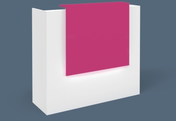 VERA120 reception counter, B-goods, white/magenta, with LED lighting 