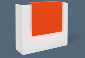 VERA120 reception counter, B-goods, white/orange, with LED lighting 