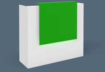 VERA120 reception counter, B-goods, white/green, with LED lighting 