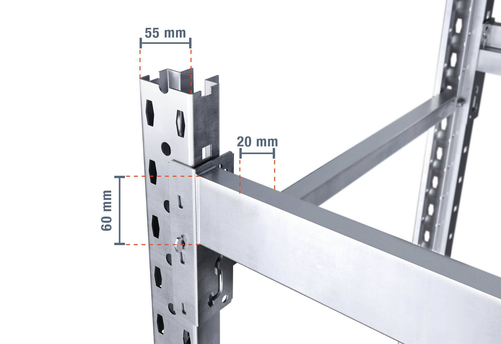 3,5 m storage rack LR2000 galvanised / 60 cm deep / 2 m high / 4 ...