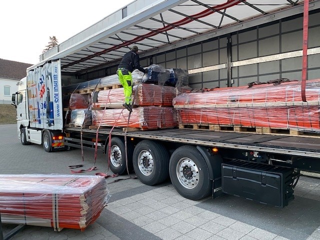 Unloading the goods from the truck