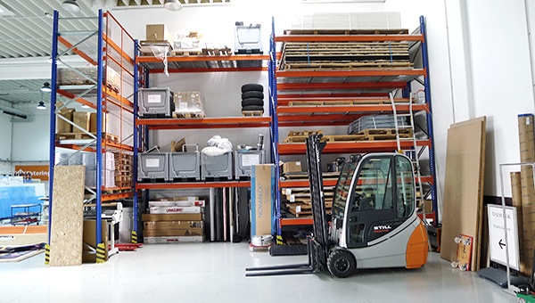 loaded shelves in the warehouse